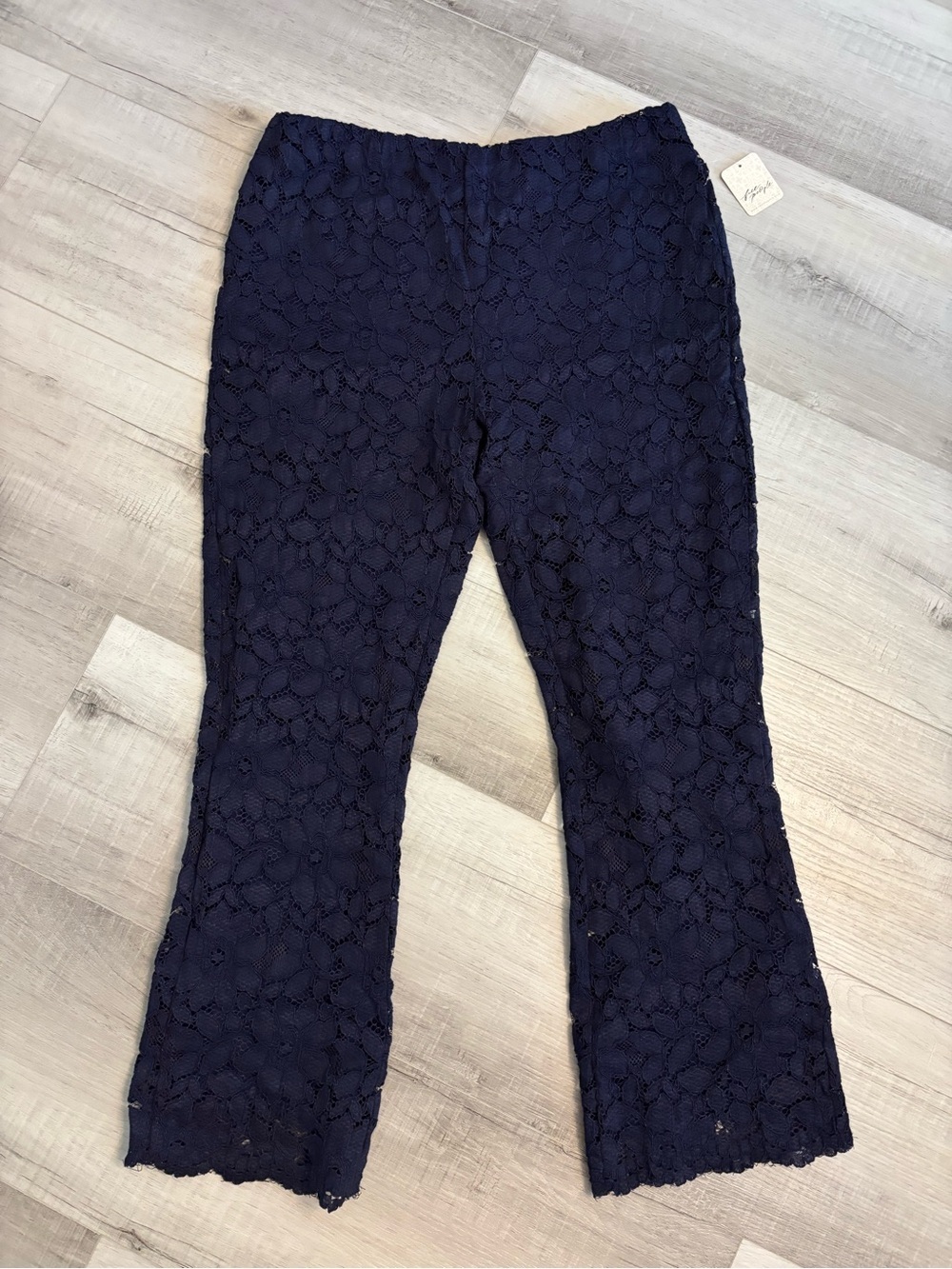 NWT Free People Lace Crop Flare Pants Disco Indigo Women’s Large